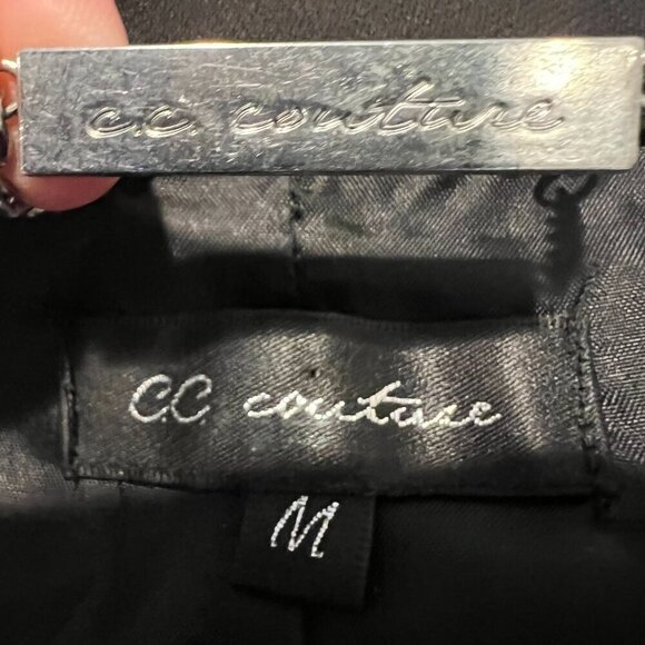 CC Couture Black Satin look Evening Jacket with Rhinestone buttons, Size Medium - Picture 12 of 13